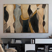 Abstract Human Painting Gold Wall Art Abstract Shapes Art Modern Silhouette Artwork Contemporary Art Luxury Painting | SOUL REFLECTION
