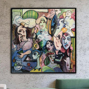 Abstract Colorful Painting Canvas Figurative Oil Wall Art Picasso Style Painting Cubism Wall Art Vivid Artwork Street Art Painting | PARALLEL WORLD