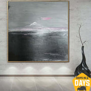 Abstract Black And White Paintings On Canvas Neutral Minimalist Art Modern Art House Decor Original Oil Painting | ISLAND 27.55"x27.55" - Trend Gallery Art | Original Abstract Paintings