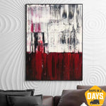 Abstract Red Painting Large Original Oil Art Expressionism Painting Red and White Art Heavy Textured Art Splash Painting Fine Art | EDGE OF COLOR 54"x36"