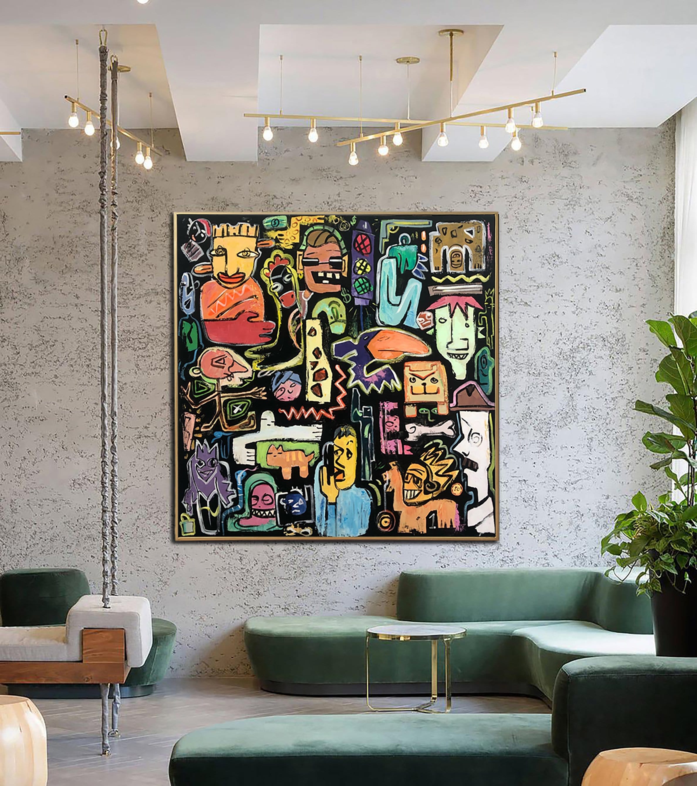 Abstract Colorful Painting Canvas Graffiti Art Contemporary Street Art