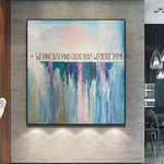 Abstract Waterfall Oil Painting Colorful Motivational Wall Art Original Modern Artwork for Office | GREAT DEALS