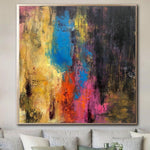 Large Canvas Wall Art Abstract Extra Colorful Wall Art Frame Abstract Painting Original Modern Art Wall Decorations | GHOST FIRE
