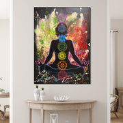 Abstract Woman Painting On Canvas Original Yoga Practice Wall Art Colorful Female Artwork for Home Decor | MEDITATION