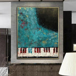 لوحة تجريدية كبيرة الحجم للبيانو لوحة تجريدية للفن المعاصر لوحة أكريليك حديثة باللون الأزرق لوحة فنية جدارية | MIRACLE SOUNDS