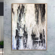 Abstract Landscape Art in White, Grey and Brown | RAIN VEIL - Trend Gallery Art | Original Abstract Paintings