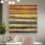 Original Light Brown Oil Painting Textured Wall Art Abstract Colorful Lines Artwork for Office Decor | MIRAGES