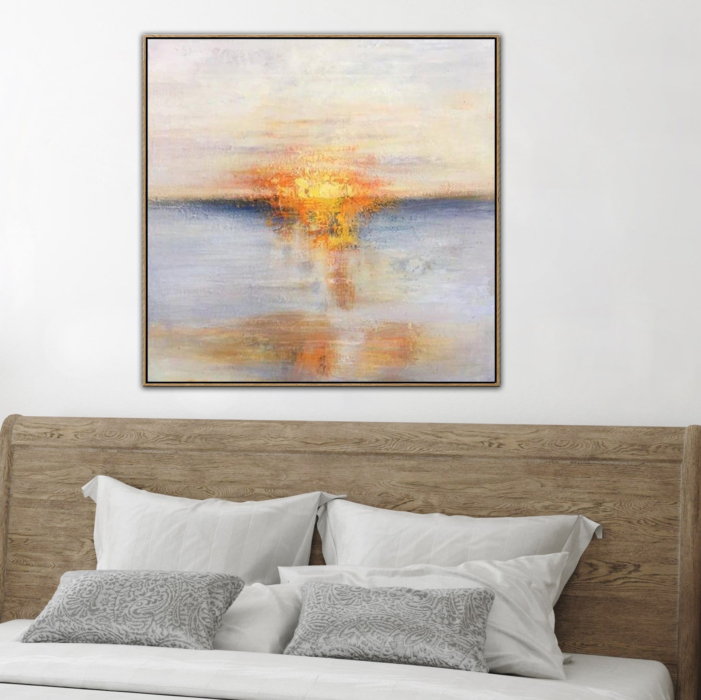 Oversized Abstract Ocean Oil Paintings On Canvas Sunset Wall Art Contemporary Wall Decor | BEIGE SUNSET - Trend Gallery Art | Original Abstract Paintings