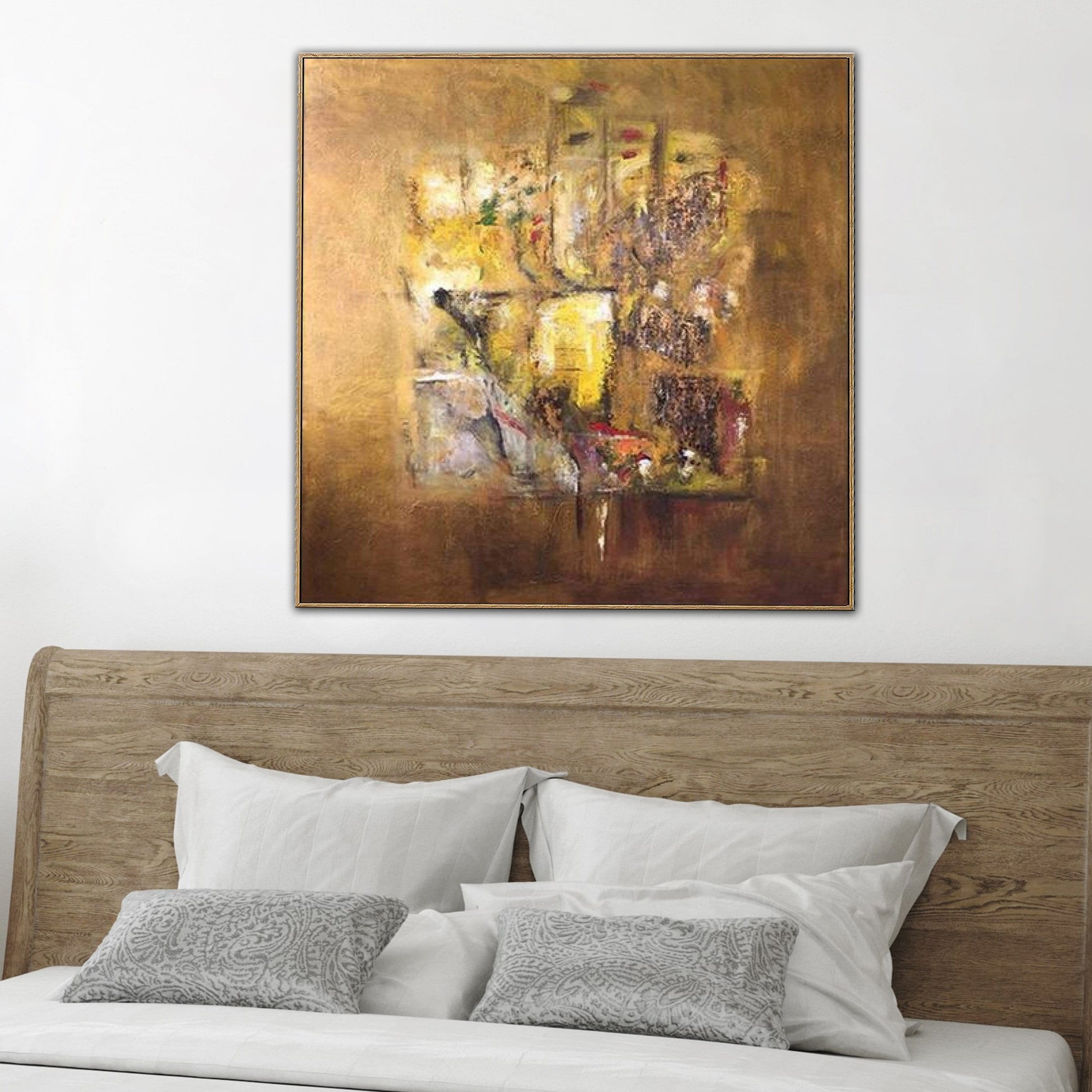 Large Canvas Abstract Original Gold and Orange Oil Painting | GOLDEN ELEGANCE - Trend Gallery Art | Original Abstract Paintings