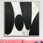 Original Oil Painting Canvas Abstract Stones Art Black and White Wall Art Custom Painting 46x46 Art Contemporary Art Wall Decor | ANCIENT STONES