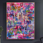 لوحة قلوب كبيرة أصلية من الأكريليك تجريدية من القماش عمل فني الحب جدار الفن | LOVE ART
