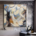 Original Abstract Expressionist Painting On Canvas Pastel Color Wall Art Abstract Fine Art Acrylic Beige Artwork | SKY HAVEN
