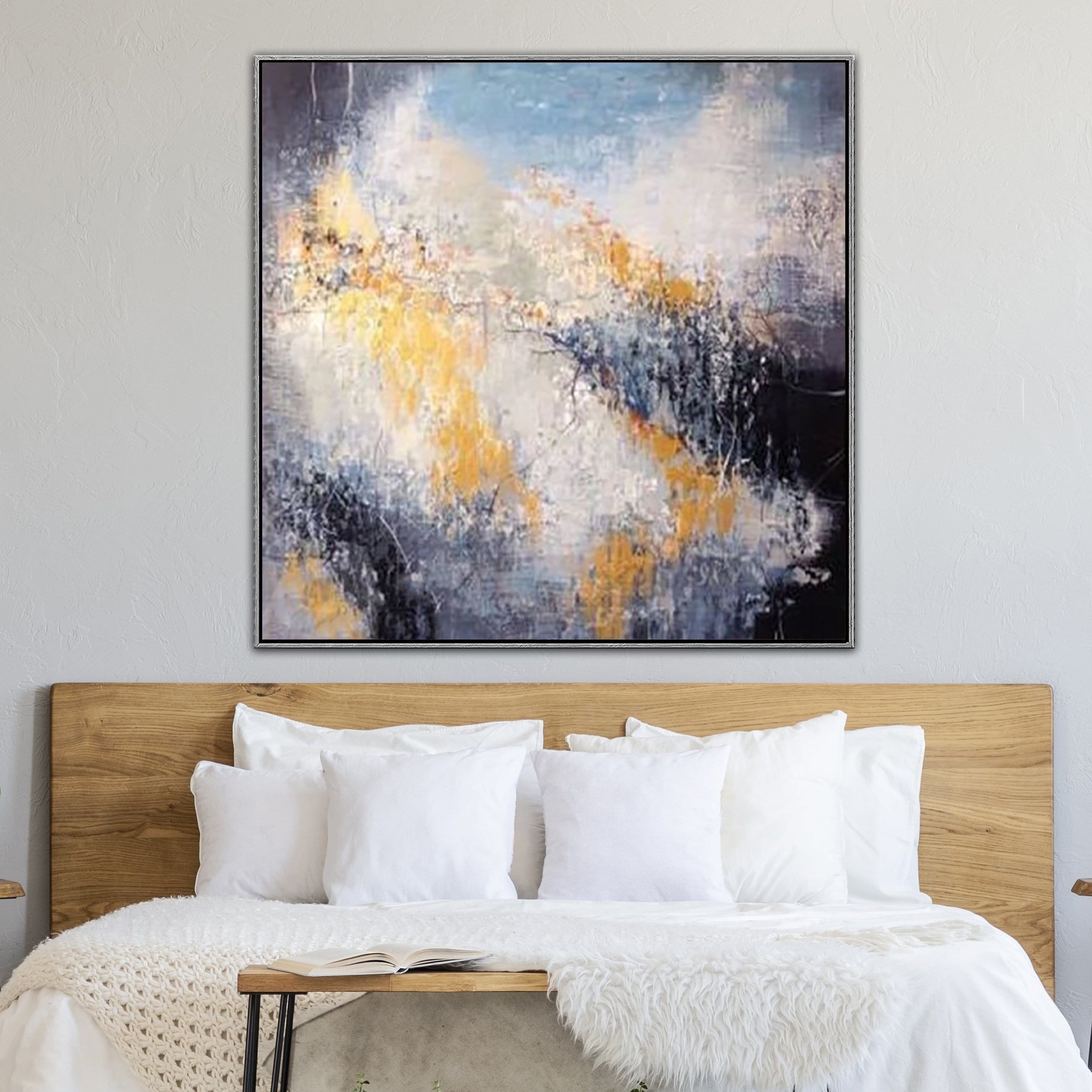 Autumn Abstract Painting Gold and White Art | AUTUMN MEMORY - Trend Gallery Art | Original Abstract Paintings