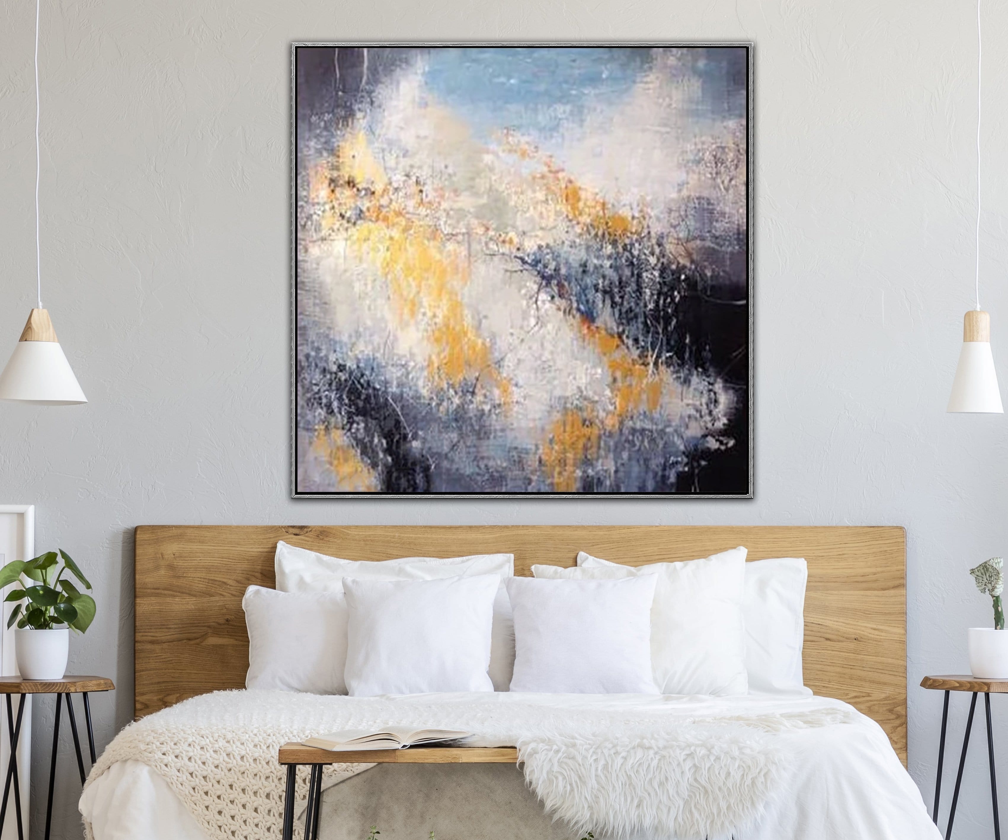 Autumn Abstract Painting Gold and White Art | AUTUMN MEMORY - Trend Gallery Art | Original Abstract Paintings