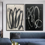 Large Original Black And White Painting Abstract Wall Painting Set Of 2 Acrylic Painting Original Oil Contemporary Modern Wall Art | CHAOTIC ROUTES