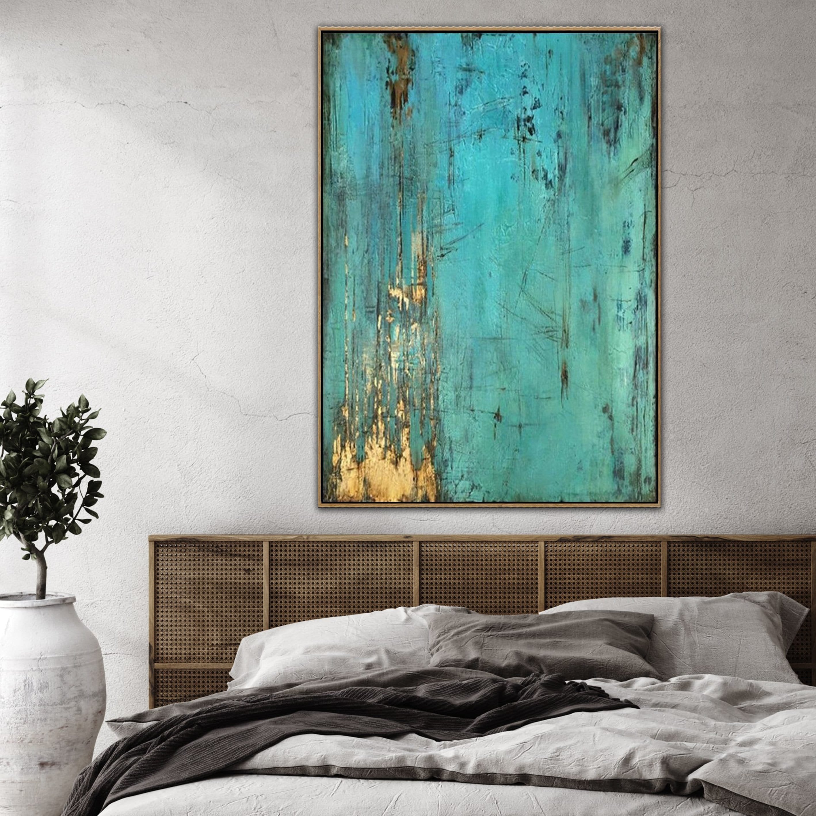 Large Abstract Original Artwork Blue Art Gold Painting On Canvas Wall Art | ACE - Trend Gallery Art | Original Abstract Paintings