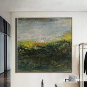 لوحات المناظر الطبيعية على قماش اللوحات التجريدية الكبيرة الحديثة اللوحات الخضراء الأصلية جدار الفن المعاصر ديكور الحائط | GREEN LAWN