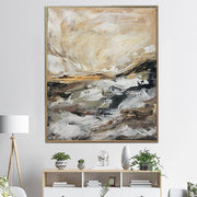 Original Abstract Marble Paintings On Canvas Modern Beige Fine Art Expressionist Feng Shui Painting Hand Painted Art | SOUND OF WATERFALL