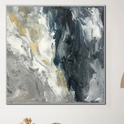 لوحة تجريدية كبيرة فن تعبيري على القماش الأصلي رمادي اللوحة الفن المعاصر الفضة اللوحة غرفة المعيشة جدار ديكور قماش | GRAY TONES