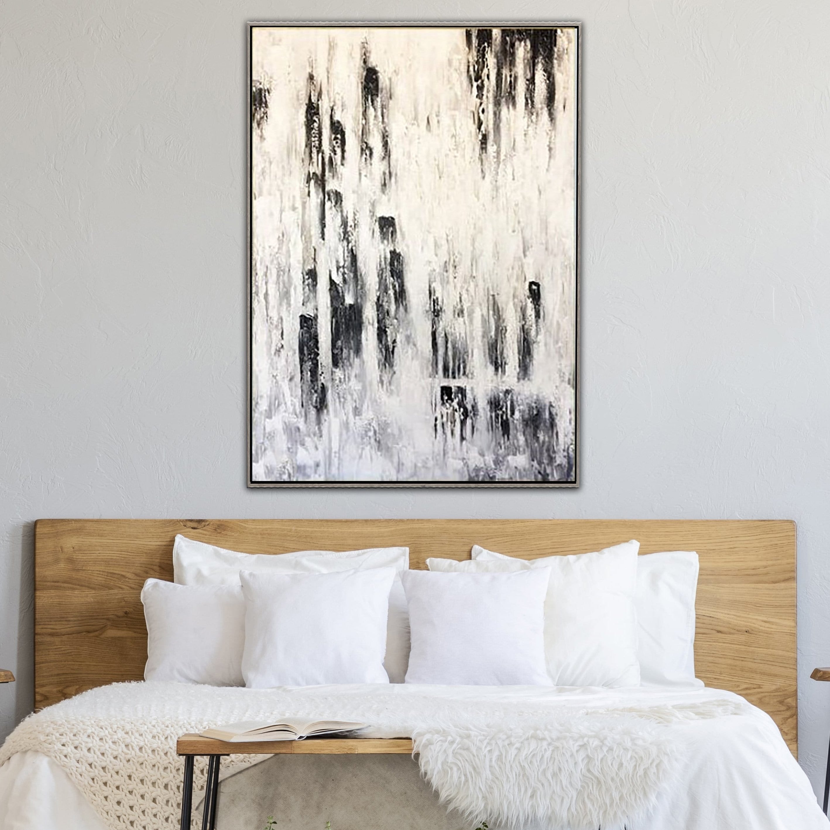 Large Abstract Canvas Black And White Art Original Painting Abstract