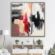 Large Abstract Painting On Canvas Expressionist Art In Red, Black And White Colors Textured Contemporary Painting Handmade Art | VIVID DREAMS
