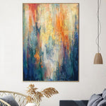 Abstract Colorful Paintings On Canvas Expressionist Artwork In Orange And Blue Colors Textured Oil Painting Hand Painted Art | REBOUND