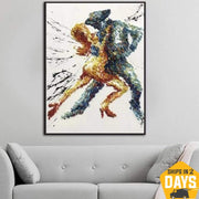 Original Dancing Couple Abstract Artwork Large Dancing Couple Painting | INTENSITY OF EMOTIONS 28"x20"