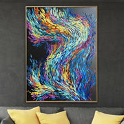 Abstract Colorful Painting On Canvas Impasto Oil Painting Black Canvas Wall Art Cool Tones Fine Art Hand Painted Artwork | VIBES
