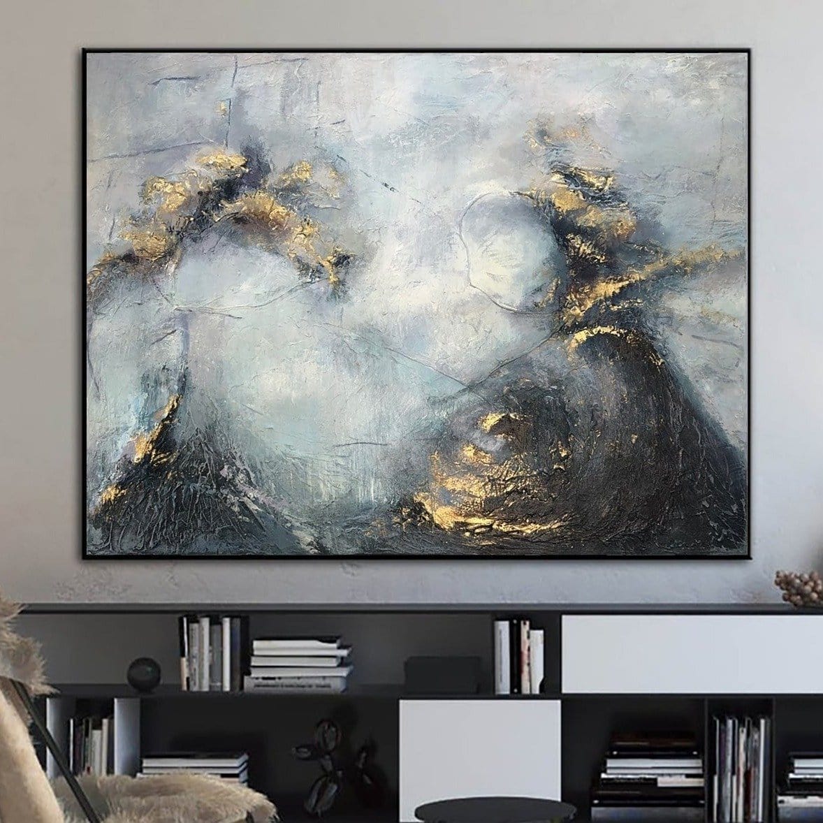 Extra Large Oil Painting Large Canvas Wall Art Blue And Gold Abstract Painting Original Wall Art | SOMEWHERE IN THE HEAVEN - Trend Gallery Art | Original Abstract Paintings