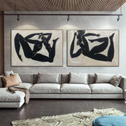 Set Of 2 Paintings Greek Runners Art Figurative Oil Painting Black and White Painting on Canvas Modern Fine Art Original Wall Art | OLYMPIC RUNNERS