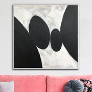 Black and White Painting Canvas Abstract Stones Wall Art Personalized Artwork 40x40 Art Minimalist Painting for Creative Decoration | ANCIENT STONES