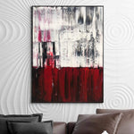 مجردة الأحمر جدار الفن التعبيرية الرسم الأحمر والأبيض الفن الفني البسيط مرسومة باليد الفن محكم اللوحة الفن المعاصر| EDGE OF COLOR