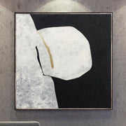 أبيض وأسود اللوحة مجردة الحد الأدنى جدار الفن أحادية اللون اللوحة الأصلية محكم على قماش الحديثة جدار ديكور فني | WHITE SPOT