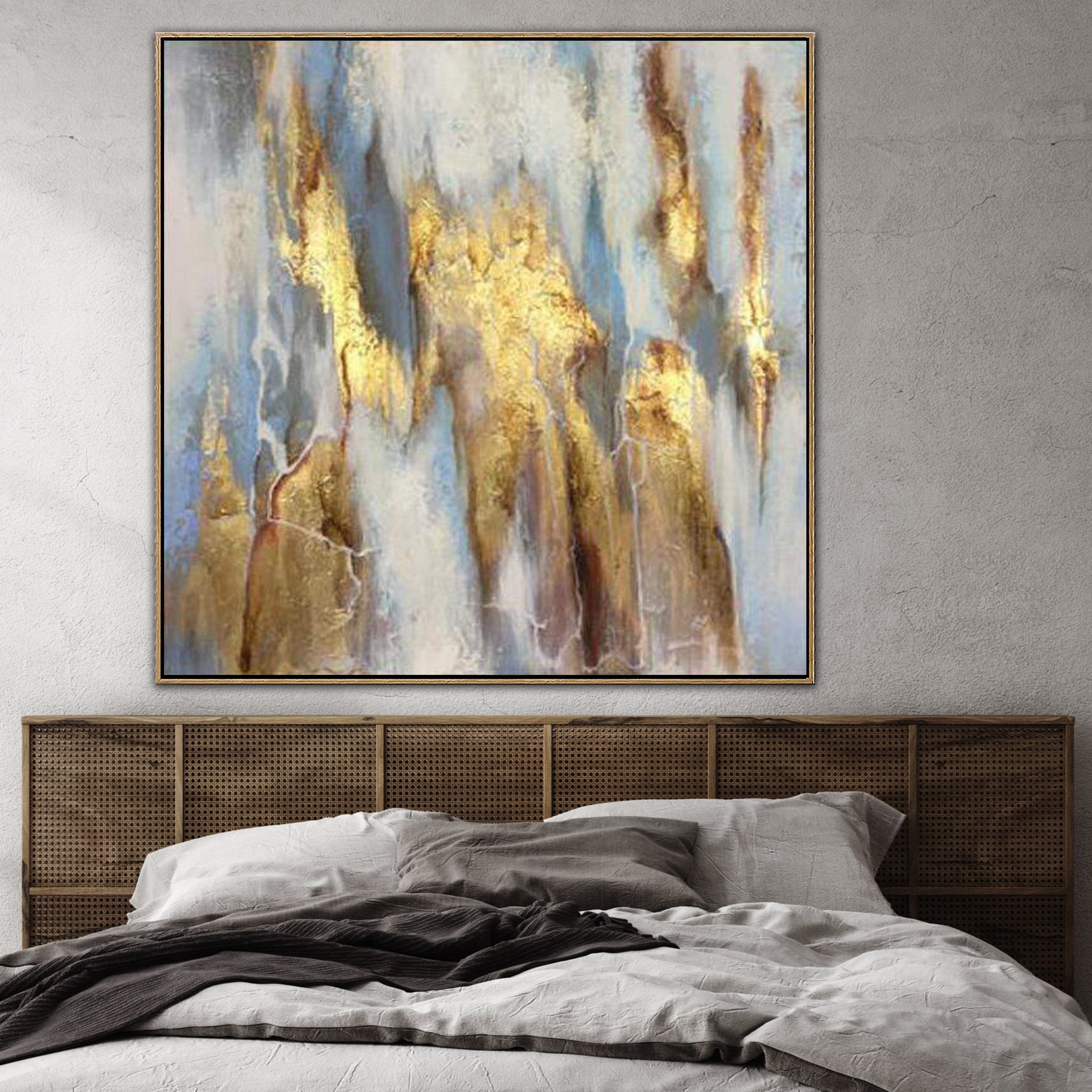 Original Abstract Gold Leaf Art Acrylic Paintings On Canvas Wall Decor | LIGHT MAGIC - Trend Gallery Art | Original Abstract Paintings