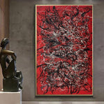لوحات جاكسون بولوك على قماش أحمر اللون الأصلي مجردة من الرسم الزيتي للفن الحديث | SCARLET DREAMS
