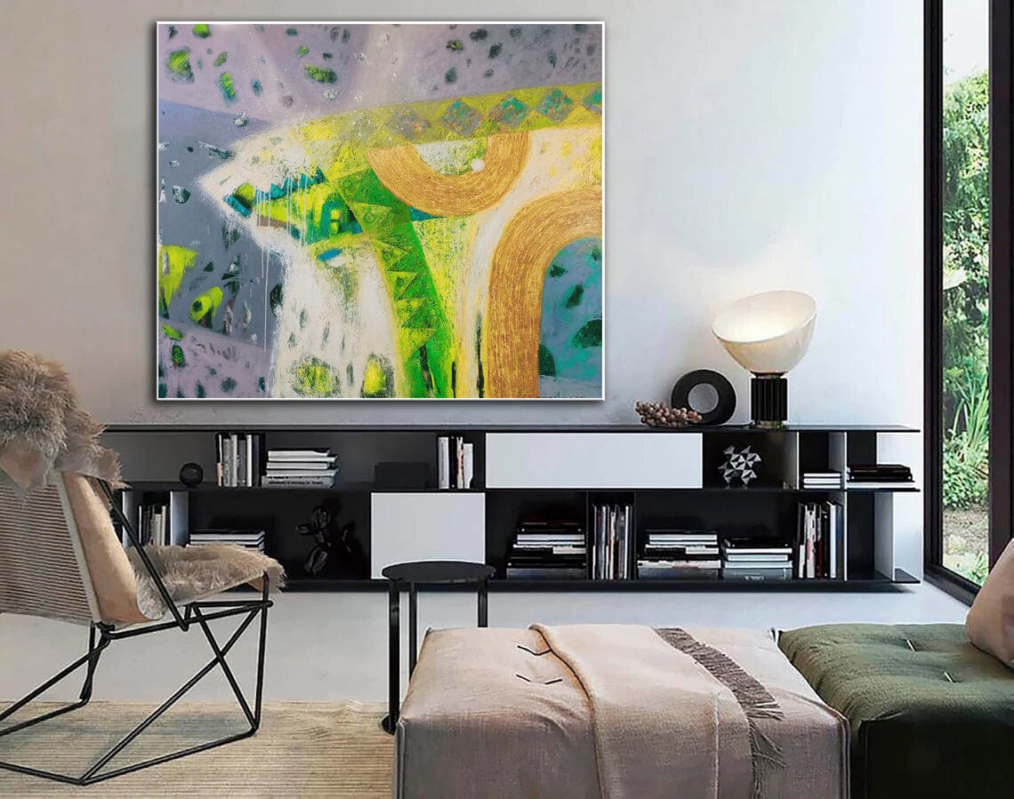 Abstract Colorful Paintings On Canvas Original Hand Painted Art Textured Painting Support Ukraine | VILLAGE ROAD 47"x55" - Trend Gallery Art | Original Abstract Paintings