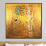 الفن التجريدي باللون الذهبي والأخضر والأبيض | GOLD RUSH