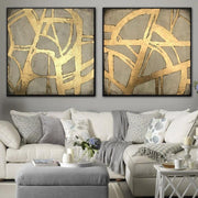 Abstract Acrylic Painting On Canvas Set Of 2 Gold Leaf Paintings Original Wall Art | GLORY GATE - Trend Gallery Art | Original Abstract Paintings