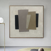 Original Abstract Beige Oil Painting On Canvas Modern Geometric Wall Art Texture Minimalist Fine Art | THE GHOST MONUMENT
