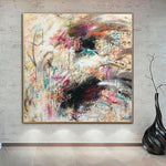 Large Abstract Colorful Paintings On Canvas Acrylic Painting Modern Beige Wall Art Expressionist Oil Painting | BEIGE MIX