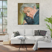Abstract Man and Cat Paintings from Photo Textured Wall Art Grandfather Oil Painting for Home Decor | PAINTING FROM PHOTO #60