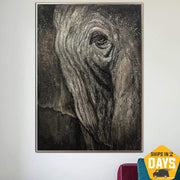 Large Gray Elephant Paintings On Canvas Original Animal Painting Expressionist Art Animal Painting | GRAY GIANT 40"x30"