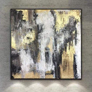 Black And White Painting Gold Leaf Modern Painting Oversized Abstract Painting On Canvas | ENERGY FLOWS - Trend Gallery Art | Original Abstract Paintings