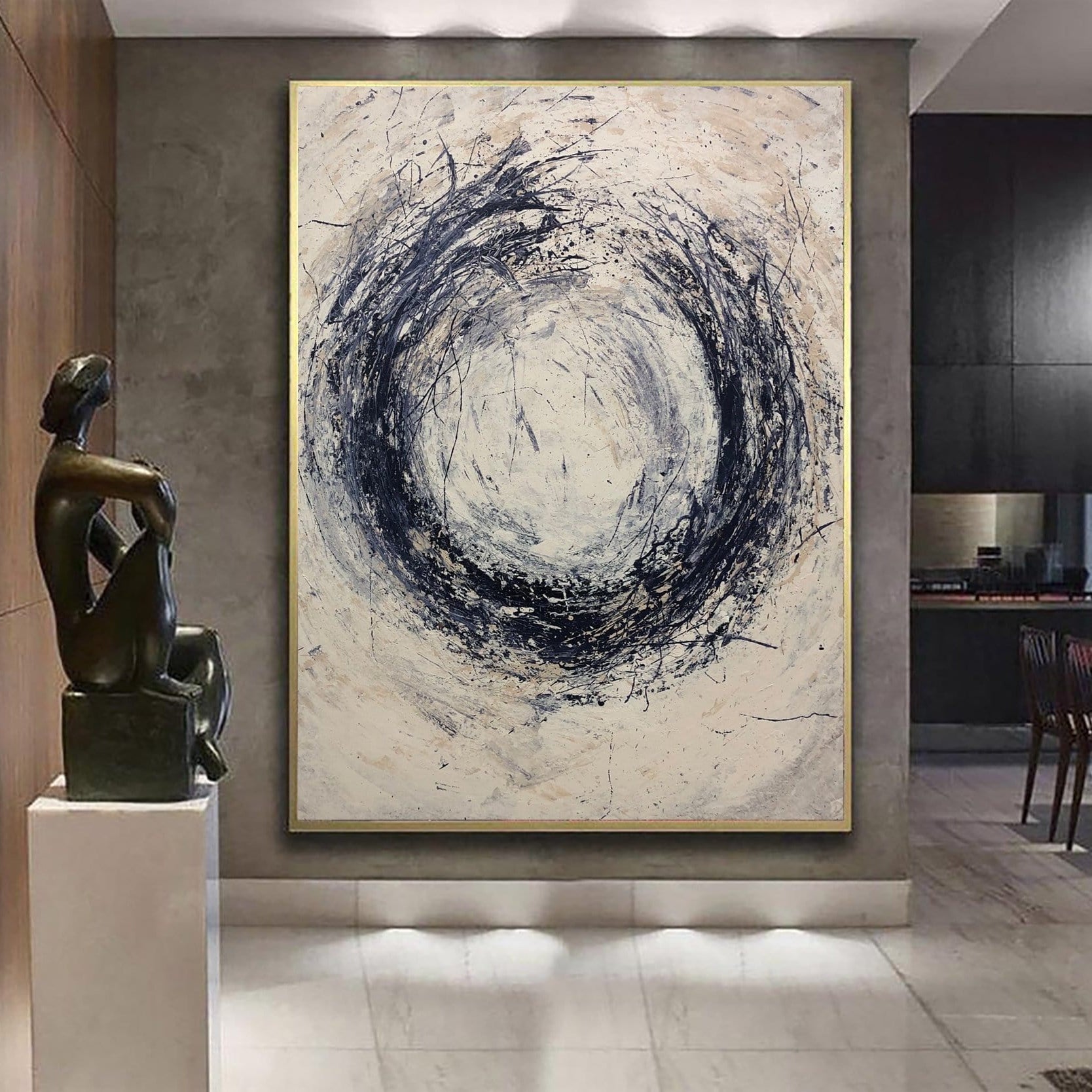 Large Abstract Painting Original Oversize Black And White Abstract Painting Modern Art Painting On Canvas | PORTAL - Trend Gallery Art | Original Abstract Paintings