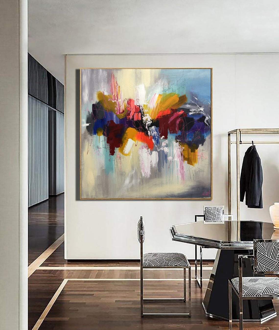 Huge Colorful Abstract Paintings On Canvas Beige Original Artwork Mode