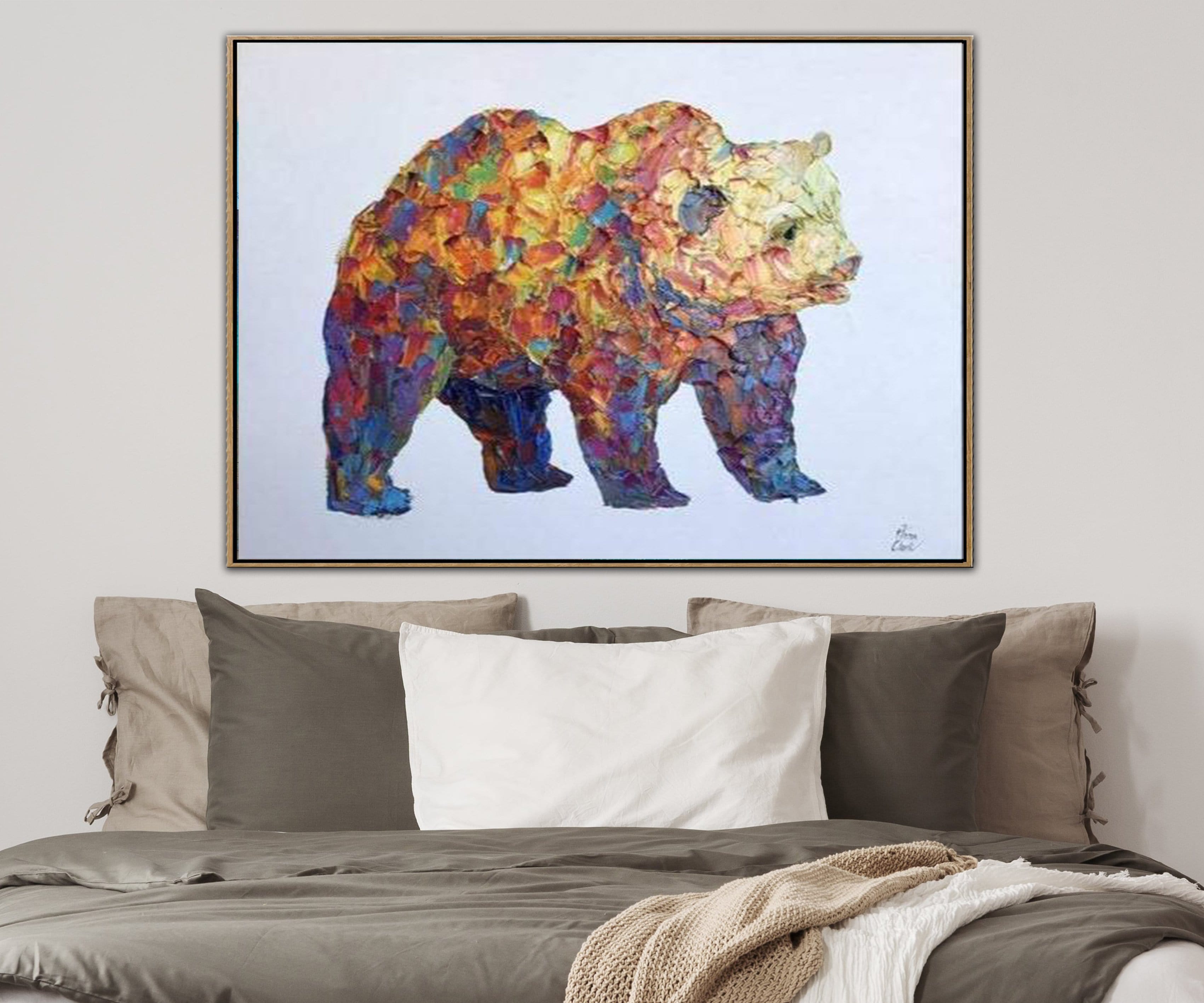 Bear Large Abstract Painting Bear Painting Grizzly Painting Modern Abs