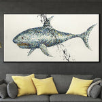 Shark Large Abstract Painting Shark Painting Modern Abstract Canvas Painting | UNDERWATER HUNTER