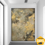 Large Gold Painting Abstract Painting on Canvas Gold Art on Canvas Abstract Minimalist Art Gold Oil Painting | LIQUID GOLD 46"x30"