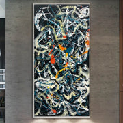 Original Colorful Painting Canvas Black Wall Art Jackson Pollock Style Painting Commission Art Heavy Textured Artwork Contemporary Art | WIRING WIND