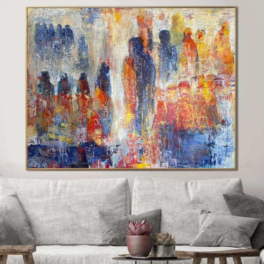 Large Original Abstract Colorful Painting On Canvas Abstract Figurative Art Textured Oil Painting Expressionist People Art Handmade Painting | CROWD - Trend Gallery Art | Original Abstract Paintings